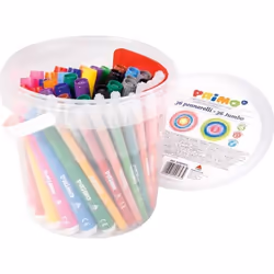 PRIMO 623BPS75 36 feutres géants et 36 feutres super-lavables pointe fine en seau de 72 12 couleurs 3 pochoirs