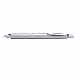 Pentel EnerGel Sterling, Stylos rétractables à encre gel, Noir, Argent, 0,35 mm, 0,7 mm