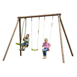 New Plast ALS1345 balançoire pour bébé Extérieure Portique balançoire bébé 3 siège(s) Bois