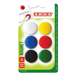 ARDA ACL02 aimant pour réfrigérateur Plastique Couleurs assorties, Noir, Bleu, Vert, Rouge, Blanc, Jaune 6 pièce(s)