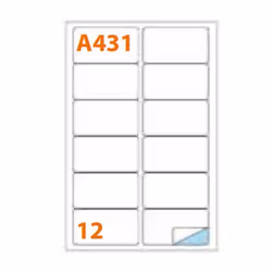 Markin 210A431 étiquette auto-collante Rectangle aux angles arrondis Permanent Blanc 1200 pièce(s)
