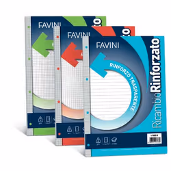 Favini Ricambio Rinforzato, Monochromatique, Multicolore, A4, 40 feuilles, 80 g/m², Papier ligné
