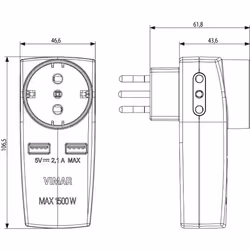 Vimar 0P00332.B adaptateur prise d'alimentation Type L (IT) Blanc - Vue supplémentaire 4