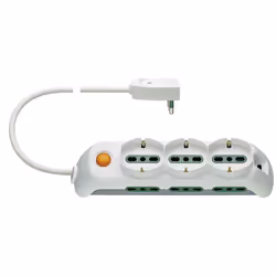 Multiprise mobile 2P+E 16 A 250 V~ 3 sorties universelles SICURY 6 sorties SICURY standard italien type P17/11 Interrupteur l ...