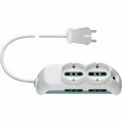 Prise multiple mobile 2P+E 16 A 250 V~, 2 prises SICURY universel standard italien type P40, 4 sorties SICURY standard italie ...