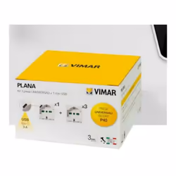 Vimar Plana kit 3 prises 14210 + 1 prise 14210.USB - 0K14210Le kit contient : 3 prises Sicury 2P+E 16A, 250V Norme universell ...