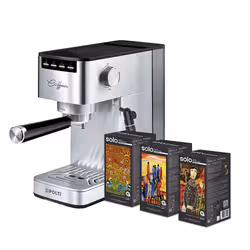 Polti Coffea P10S, Machine à café 2-en-1, 1,3 L, Dosette de café, Café moulu, Argent