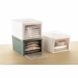 Boîte de rangement Infinity en plastique - Blanc crème - Taille L - L 50 x l 40 x H 25 cm