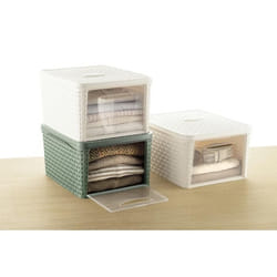 Boîte de rangement Infinity en plastique - Blanc crème - Taille L - L 50 x l 40 x H 25 cm