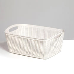 Panier de rangement en plastique - Blanc crème - L 38 x l 29 cm