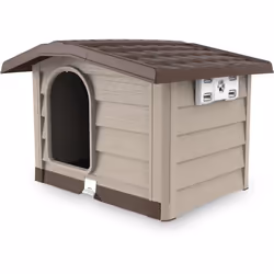 Niche bungalow pour chien, en plastique. H 77 x L 110 x P 94 cm. Toit ajustable et base amovible. . Couleur : Beige. Matière: ...