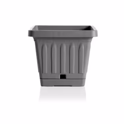 Pot de fleur avec soucoupe en plastique Terra - Gris - L 30 x H 22 cm