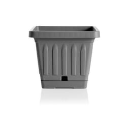 Pot de fleur avec soucoupe en plastique Terra - Gris - L 30 x H 22 cm