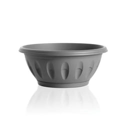 Pot de fleurs avec soucoupe Alba en plastique - Gris - 5L