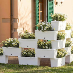 Bama - Kit 5 jardinières modulables - 59 x 23 cm - Blanc - Livraison gratuite