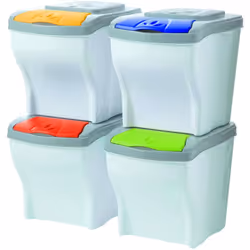 Description générale Découvrez le lot de 4 poubelles modulaires BAMA Poker, idéales pour le tri sélectif des déchets à domici ...