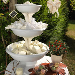Bama - Triple pots de fleurs décoratif 3 niveaux - d 50 x h 64 cm - Blanc - Livraison gratuite