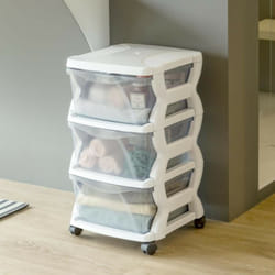 Commode fonctionnelle - l 40 x l 36 x h 62 cm - Blanc - Livraison gratuite