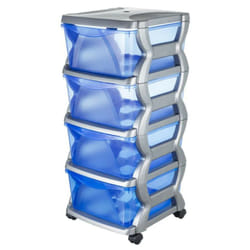Commode fonctionnelle - 4 tiroirs - L 40 x l 36 x H 80 cm - Bleu - Livraison gratuite