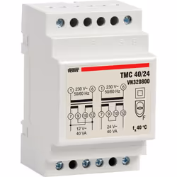 Transformateur de sécurité modulaire Vemer, avec les caractéristiques suivantes : Tension primaire 230 Vac 50/60Hz Tension se ...