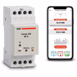 Compteur d'Énergie Wi-Fi sur Rail DIN (2 modules) pour la mesure de la consommation d'énergie active sur le réseau dans des s ...