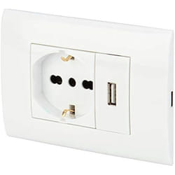 POLY POOL - PP6096X Kit à encastrer 250V avec poste prise courant électrique Schuko Pluristandard 10A - 16A italienne/allemande et