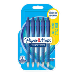 Papermate Flexgrip Ultra Bleu Stylo à bille rétractable avec clip Moyen 5 pièce(s)