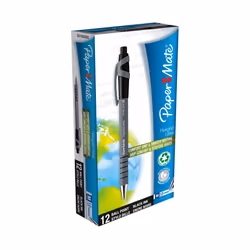 Papermate Paper Mate Flexgrip Ultra RT | Pointe moyenne (1.0mm), Clip, Stylo à bille rétractable avec clip, Noir, 12 pièce(s) ...