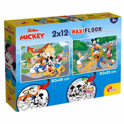 Lisciani Disney Puzzle Maxifloor 2 x 12 Mickey, 12 pièce(s), Dessins animés, 5 an(s)