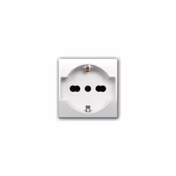 Presa schuko bipasso (UNIVERSALE), Serie Domus colore RAL9010, 2P+T 10/16A 250V, con alveoli schermati, illuminabile (segnala ...