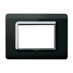 AVE - Plaque technopolymère Système 44 Noir Absolu c un cadre chromé 3 modules 44PY03NAL