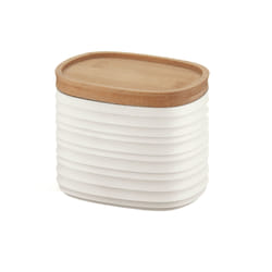 Fratelli Guzzini Tierra pot Ovale Bambou, Plastique recyclé Blanc, Bois
