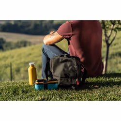 Fratelli Guzzini Store&Go Ensemble boîte repas 0,9 L Polypropylène (PP), Acier inoxydable, Caoutchouc thermoplastique (TPR) Noir, Bleu 2 pièce(s)
