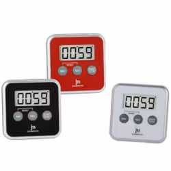 Lowell JT-5412R, Minuteur numérique de cuisine, Rouge, LCD, Sonnette, Support, 80 mm