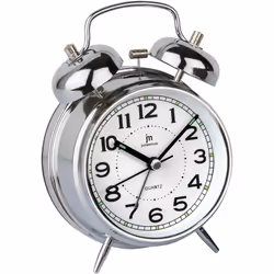 Lowell Justaminute JA7041C, Réveil à quartz, Rond, Argent, Blanc, Métal, 12h, unisexe