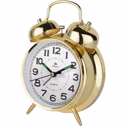 Lowell Justaminute JA7041G, Réveil à quartz, Rond, Or, Blanc, Métal, 12h, unisexe