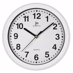 Lowell Justaminute 00710, Mur, Horloge à quartz, Cercle, Blanc, Plastique, 25 cm