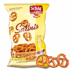 Dr. Schär Salinis, Looping bretzel, 60 g, 2022 kJ, 482 kcal, 72 g, 2 g