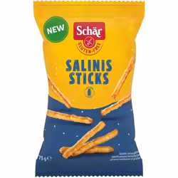 Dr. Schär Salinis Sticks, En forme de bâtons, 75 g, 2022 kJ, 482 kcal, 72 g, 2 g