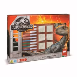 Coffret de tampons - MULTIPRINT - 4975 - Jurassic World - 7 tampons bois et latex 12 feutres Giotto règle album coloriage