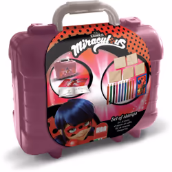 Multiprint Travel set valigetta in plastica Miracolous, Kit de tampons pour enfants, 3 an(s), Non toxique, Multicolore