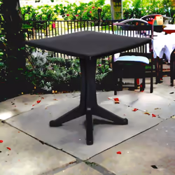 TABLE D'EXTÉRIEUR TRANI - Table de jardin polyvalente, 100% Made in Italy, Cm 70x70h72, Anthracite. STRUCTURE ET UTILISATION ...