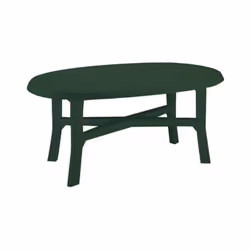 Table de jardin ovale Danube en polypropyle'ne vert pour exte'rieur 110x165x72 cm