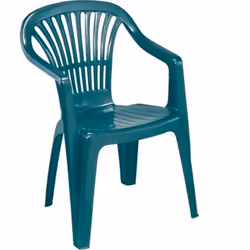 Chaise Scilla verte Monobloc en polypropylène. Empilable avec dossier bas. Dimensions : cm. 54x53, hauteur Cm. 80.