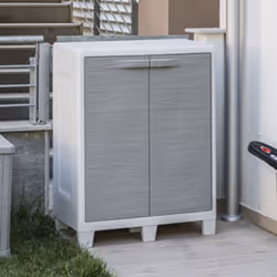 Cette armoire de jardin en résine gris et blanc vous inspirera une décoration d'extérieur tout à fait spéciale. Elle fera un  ...