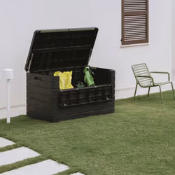 Ce coffre en résine est idéal pour stocker vos accessoires de jardin. Il nécessite peu d'entretien. Sa construction robuste e ...