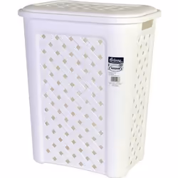 Panier à linge - Tontarelli - 30 L - Blanc - Plastique - Avec couvercle