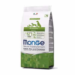 Monge 8009470011150, Adulte, Toutes races, Pomme de terre, Lapin, Riz, 12 kg