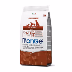 Monge 8009470011327, Adulte, Toutes races, Agneau, Pomme de terre, Riz, 12 kg