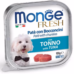 Monge Dog Fresh Pâté et Morceaux de Thon 100g Monge Fresh est un aliment humide complet et sans céréales pour chiens adultes  ...